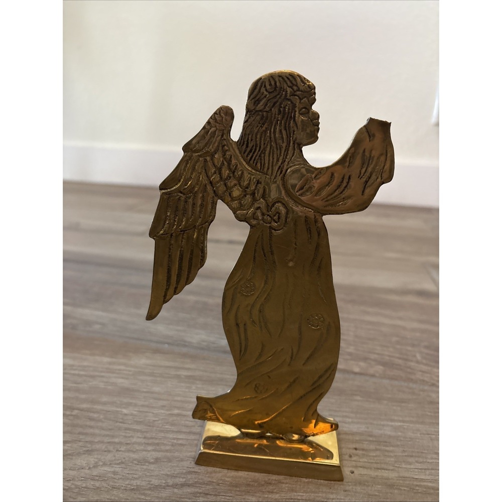 Vintage Brass Angel Christmas Made in India‎  8"'Patina from Home Alone movie